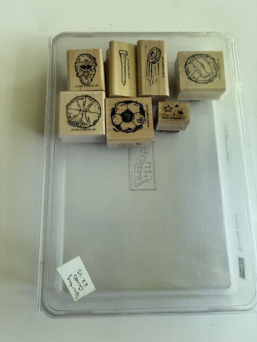 Stampin' Up! 2004 Sporting Goods Rubber Stamp Set Basketball Soccer Hockey